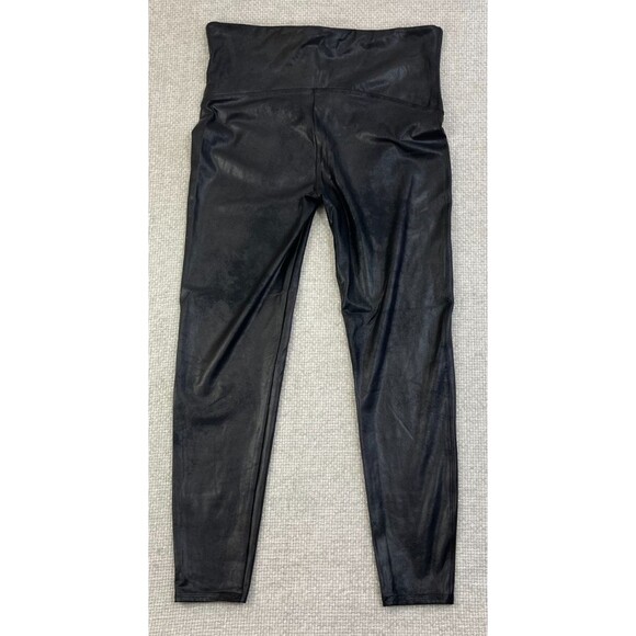 Spanx Faux Leather Leggings Women's Size 2X Black Pull On Shaping - Picture 3 of 11